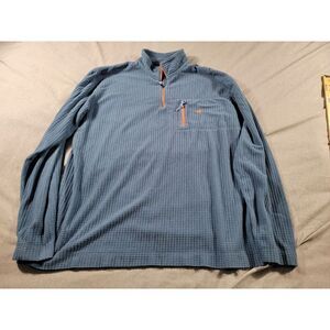 Southern Marsh FieldTec 1/4 Zip Pullover Mens Large Blue Waffle Knit‎